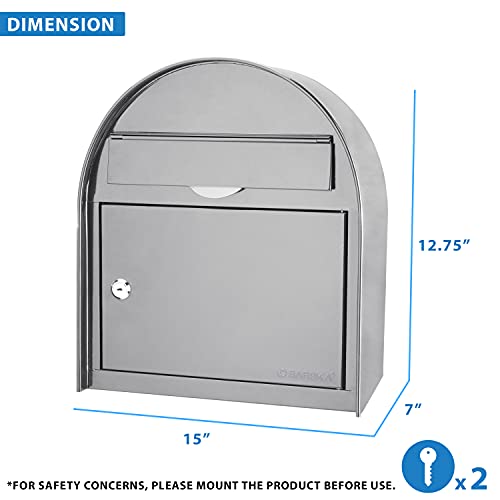 Barska Wall Mount Drop Box with Key Lock – Locking Mail, Suggestion, or Payment Box for Home, Office, Classroom, or Business Use - Mailbox - wall mounted mailbox - Large Capacity - Steel Dropbox