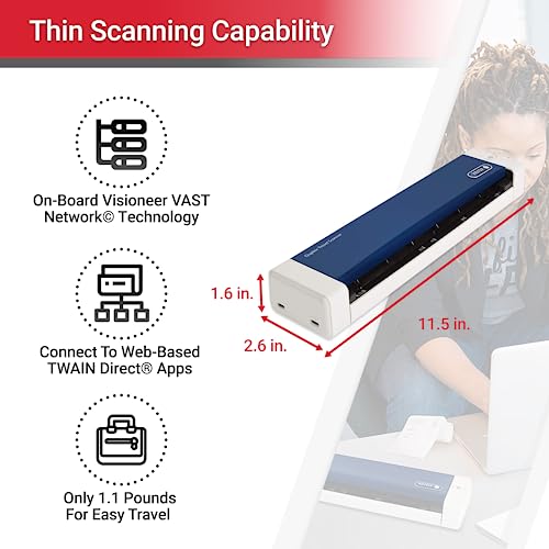 Visioneer Xerox XTS-D Duplex Travel Scanner for PC and Mac, USB Powered Travel Scanner