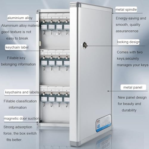 MPYEKP Key Lock Box, Wall Mounted Key Organizer with Lock, Security Lockbox for Valets, Hotels, Car, Office Key(120Key)