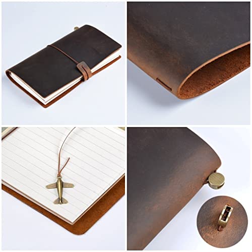 VIAENKFG Leather Notebook Handmade Vintage Diary Journal Sketchbook Planner Travel Cover(Style C)