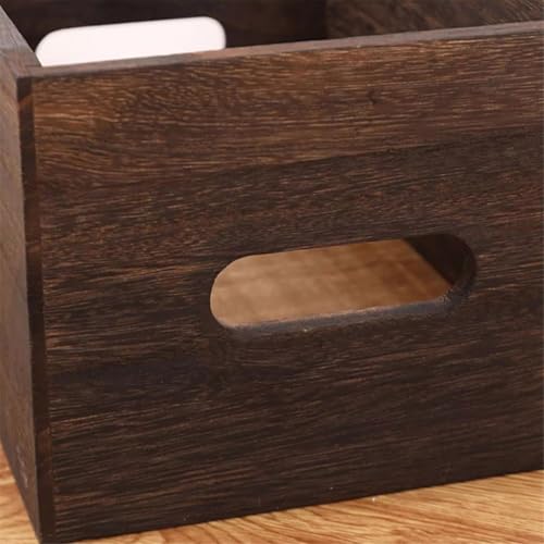 Bookcase Storage Rack Retro Counter Wooden Bookshelf Storage Crate Vinyl Record Organiser Box with Handles Book Shelf(Medium)