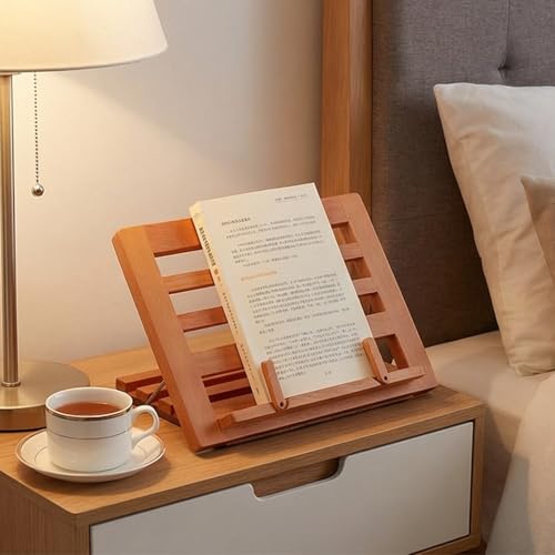 Telescoping Arm Adjustable Wood Stand with Page Clip for Novels Textbooks Tablets Laptop Tablet Stand
