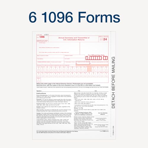 Adams 2024 1099 NEC Tax Forms Kit for 50 Recipients, 3-Part 1099 Forms, 6 1096 Forms, Self Seal Envelopes, Access to Adams Tax Forms Helper (1009315)