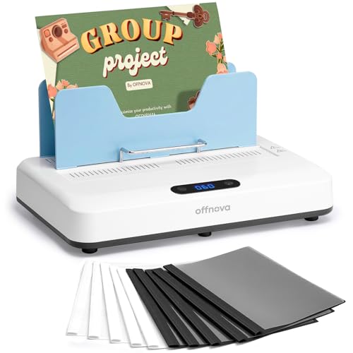 OFFNOVA Thermal Binding Machine 500 Sheets Capacity, No Preheat, Air Cooling, Book Binder Machine with 10 Binding Covers, A4/A5/Letter Size Business Documents, Office and Homeschool Projects,Blue