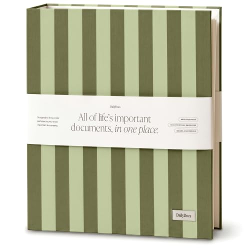 DailyDocs Document Organizer Binder for Important Papers & Passports, Olive