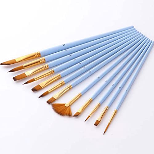 UOHLCX HBJWOV 12 Nylon Wooden Handle Watercolor Brush Pen Set DIY Oil Brush Painting Supplies Brush Set(Black)