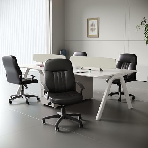 Boss Office Products B8106 Executive Leather Budged Chair in Black, Mid-Back