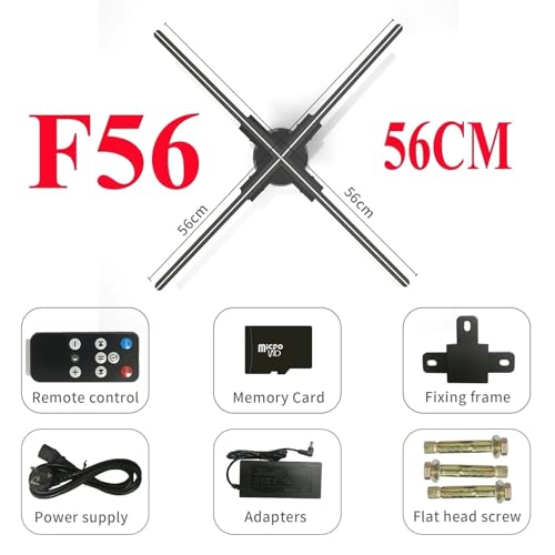 WiFi 3D Hologram Projector Fan 50-100cm Led Sign Advertising Display Holographic Lamp Player Support Images Video Splicing(56cm)