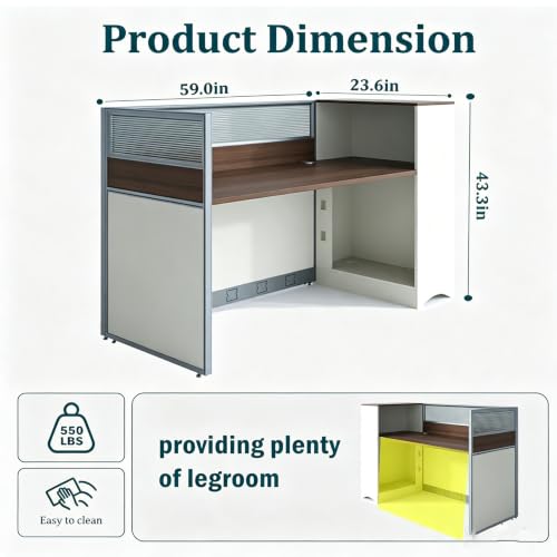 1Person Office Cubicle Desk, Privacy Panels Built-in Power Supply for SOHO
