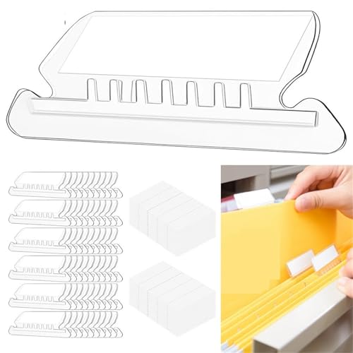 File Folder Tabs 100 Pcs Hanging File Folder Tabs Transparent Label Holder Detachable Back to School Stationery Office Supplies