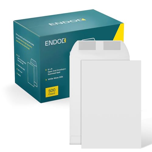 6x9 Catalog Envelopes - 500 Pack - Open End Mailing Envelopes Bulk for Catalogs, Presentations, Newsletters - Plain Envelopes 6x9 with Gummed Seal - Bright White 28lb Heavyweight Paper