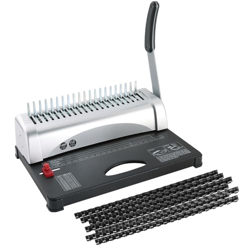 FLKQC 21 Hole Comb Binding Machine with 100PCS 3/8'' Plastic Comb Spines