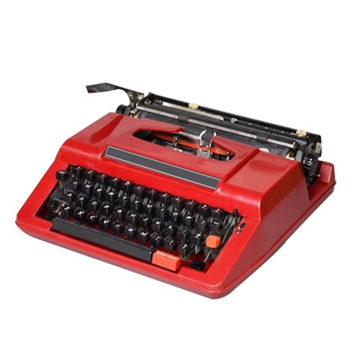Vintage Manual Typewriter Machine, Old Fashioned Traditional Portable Manual Typewriter, Mechanical English Typewriter for Notes(Red)