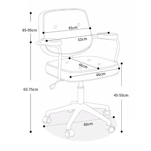 hezhuhe2258 Office Chair Small Office Chair Imitation Leather Bedroom Computer Home Comfortable Lifting Swivel with Wheels Adjustable(Gris)