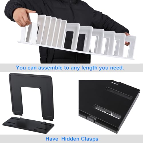 LuluEasy Adjustable Vertical File Sorter Sturdy Plastic Expandable Upright File Holder, Desktop Binder Organizer, Home School Office File Organizer Bookshelf Divider, Assemble Easily Endlessly, White