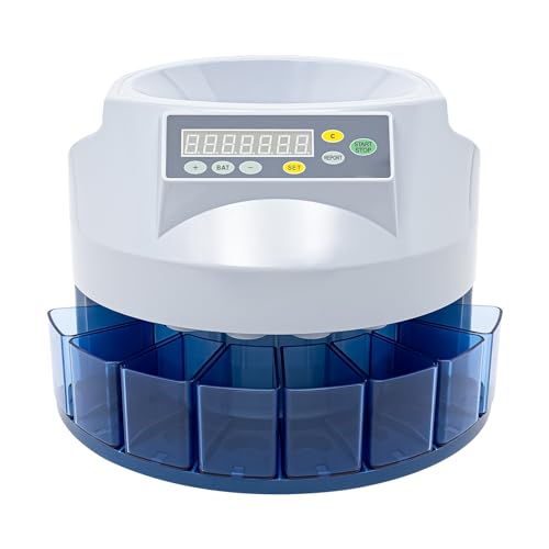 Electronic Coin Sorter Counter Machine, Automatic USD Coin Counter with LED Display, 330 Coins/min 500 Coins Capacity for Shops Supermarket