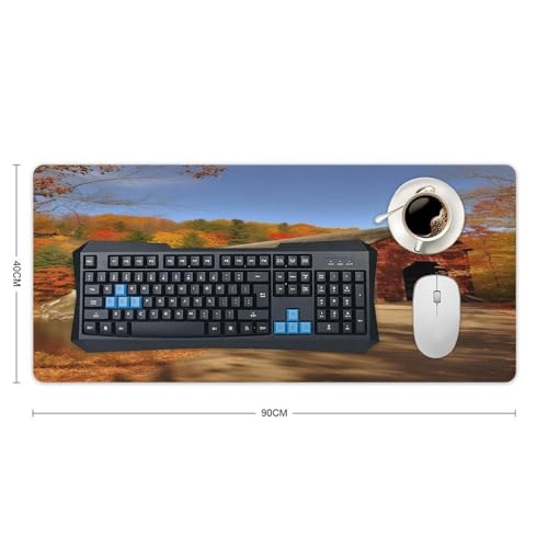 Albany Covered Bridge Locked Edge Desk Mat & Mouse Pad Premium Rubber Desk Protector Large Size for Laptop/Keyboard Multi-Size Optional for Home Office Internet Cafe