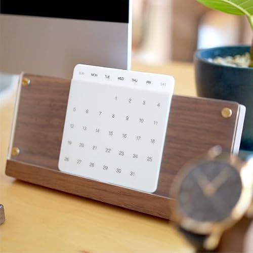 Hacoa Desk Calendar Eternal,Desk Perpetual Calendar (Walnut)