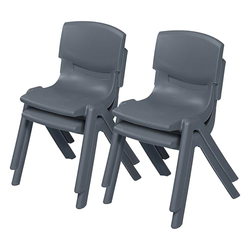 Back2School Express Stackable School Chairs, 12in Seat Height, 4-Pack, Grey