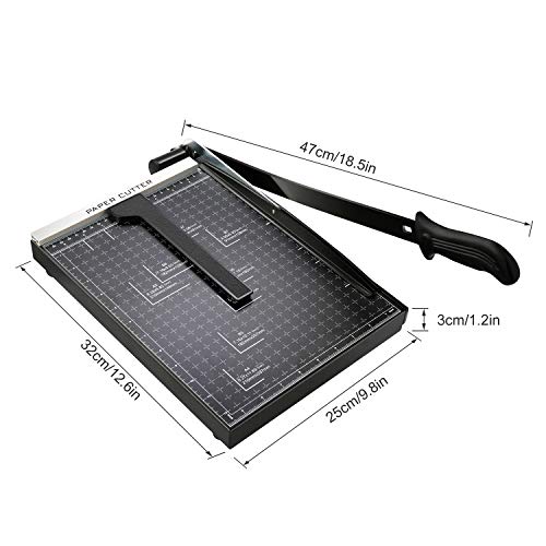 Paper Trimmer, 12" Metal Base A4 Paper Cutter Guillotine for Home Office, 10 Sheet Capacity