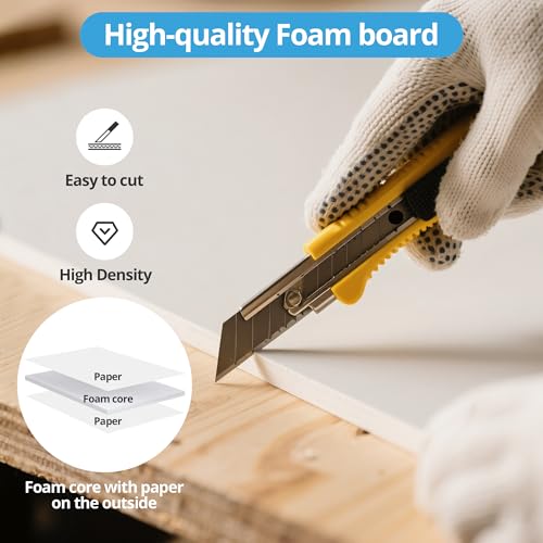 Foam Board 24"x36", Foam Core Board for Projects, Black Poster Board for Painting, Displaying (12 Pack White)