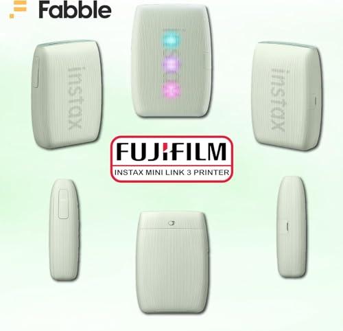 Fujifilm Instax Mini Link 3 Smartphone Printer with Instax Mini Films and Free Bonus Microfiber Cleaning Cloth... (Sage Green, 2 x Twin Pack (40 Sheets))
