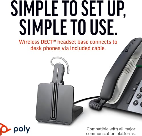 Poly Plantronics CS540 Wireless DECT Headset - Single Ear - Convertible - Noise Cancelling Microphone Bundle Including: Base, Headband, Ear Tips, Goby Labs Headphone Cleaner, Fiber Cloth