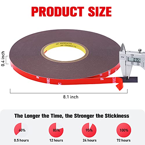 Double Sided Tape Heavy Duty, Super Strong Adhesive, 100ft x 0.39in, 2 Pack