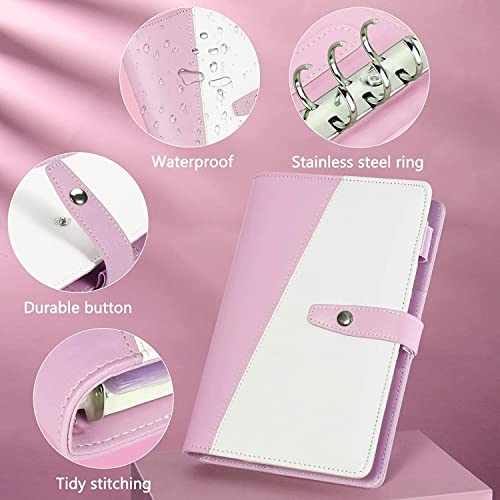 QERTYHKK 28Pcs A6 PU Binder Budget Envelopes System Planner with Cash, Sheets,24Pcs Stickers and 2021 Calendar