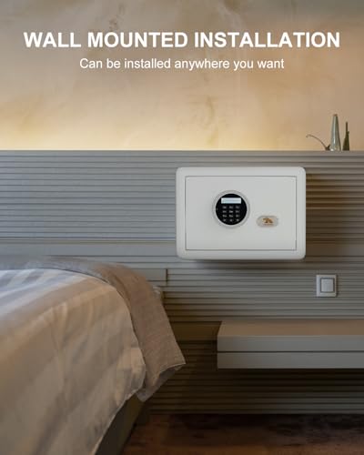 TIGERKING 1.2 Cu Ft Small Safe Box, White Security Safe with Digital Keypad