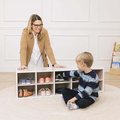 ECR4Kids Streamline 10 Cubby Tray Storage Cabinet, 2x5, Classroom Furniture, White Wash