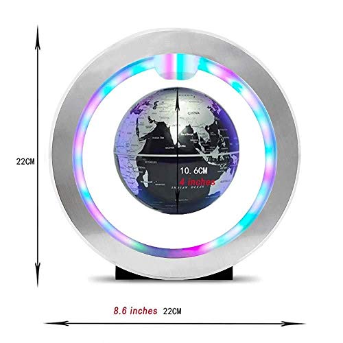 3UOOWWFA Geographical Globe, Levitating Floating World Map Globe with O Shape Base, Spinning Planet Earth Globe Ball Anti-Gravity with LED Light Lamp - Gift for Home Office Desk Decor