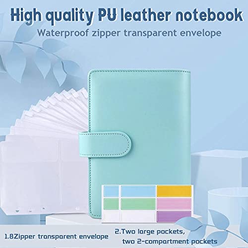 ONMYJFD 15 Pieces Binder Budget Planner Envelope Binder with Budget Envelopes A6 Binder Pockets Envelope Wallet for Budgeting(Black)