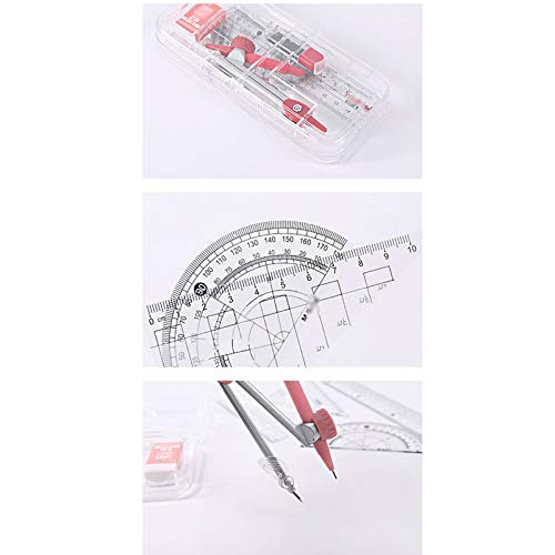Muteiki Math Geometry Kit Combination Plotter Set,7 Pieces in Sets for Students Drawing Tools & Drafting Kits Geometry Class Set for Students