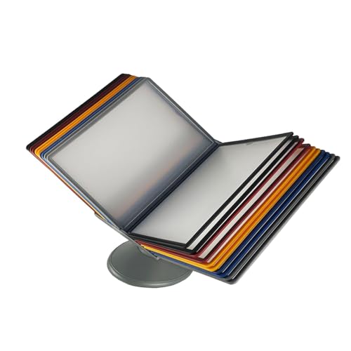 Wall file organizer,Wall Mounted File Holder, 360° Adjustable Catalog Display Rack with 20 Double-Sided Colored Pockets, 40 Sheet Capacity, Letter-Size, for Office/Home Display and Storage A4 Document