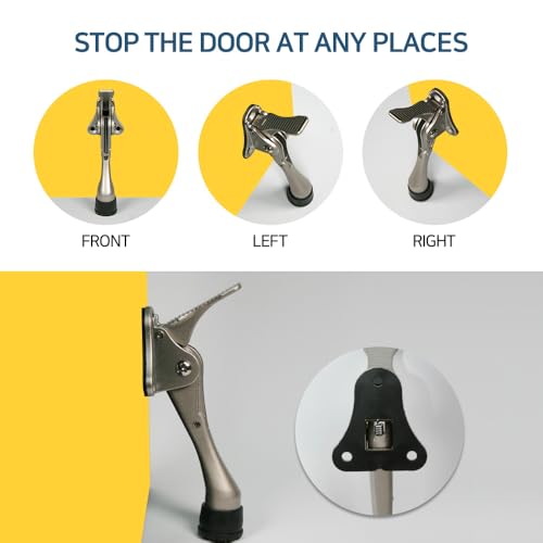 HA SHI 4 Stoppers Kickdown Door Stop for Bottom of Door, 4 in, Black