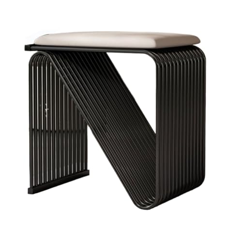 SoOSSN Metal Frame Shoe Changing Stool Soft Cushion Footrest Chair for Office & Living Room Heavy Duty(Black)