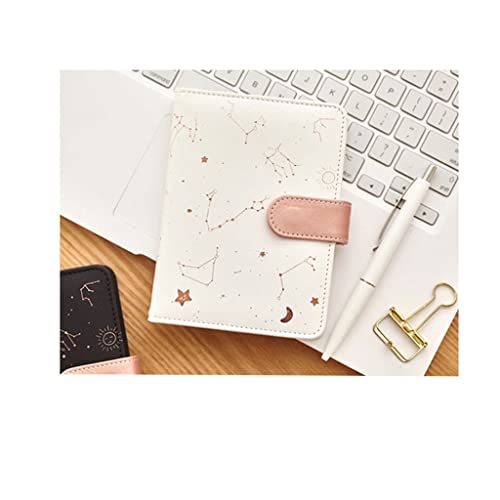 YHdtUO Simplicity High-End Meeting Book Star Leather Snap Stationery Calendar Small Fresh Pad Hand Book,Black