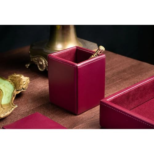 DACASSO Bonded Leather Desk Set - Luxury Leather Desk Pad & Desk Organization Essentials (Burgundy, 3 Piece)