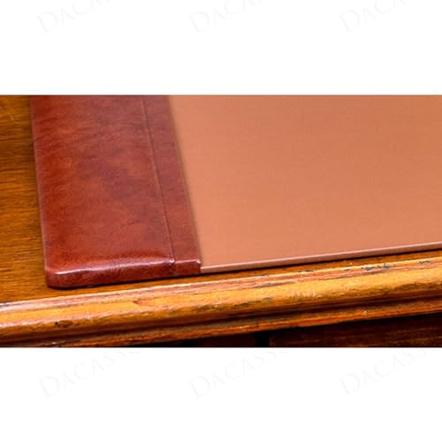 Dacasso 34" x 20" Mocha Leather Desk Pad with Side Rails - Executive Desk Surface Protector - Luxury Leather Blotter for Writing