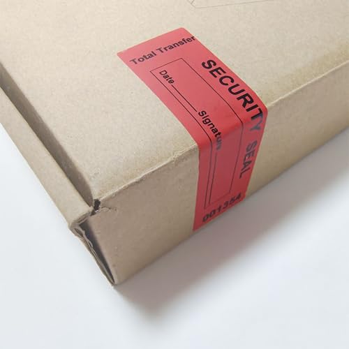 100pcs 1"x3.35" Total Transfer Tamper Evident Stickers, Writable Security Void Labels with Serial Numbers, Torn up Invalid Safety Seals， for Shipping, Privacy Protection (Red, 500pcs)