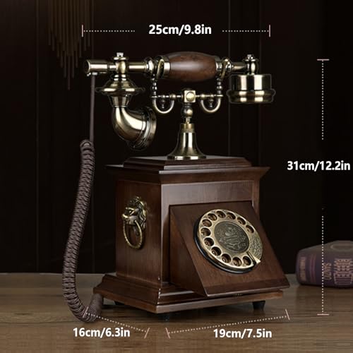 QUANGJN Retro Rotary Phones for Landline, Corded Desk Phone, Vintage Old Fashion Rotary Telephone with Classic Ringer & Redial Function for Home Office Cafe Bar Star Hotel Decor,Yellow