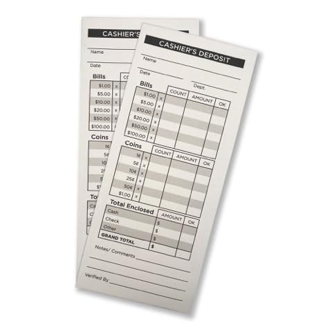 Cashier's Deposit Envelopes | Cash Drop Envelopes | #10 | 4 1/8" x 9 1/2" | Holds Check, Cash, Bills (500)