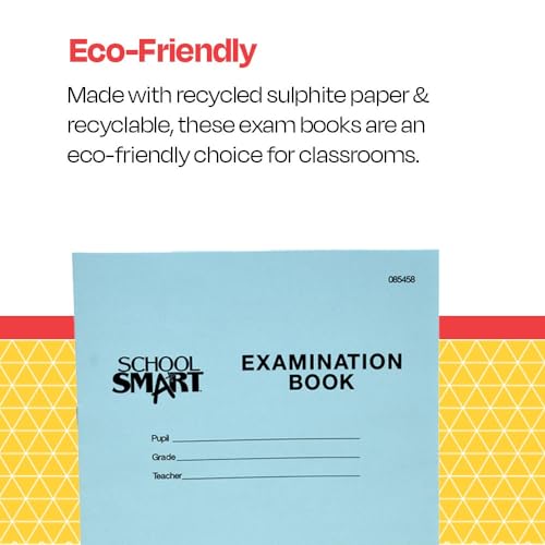 School Smart Examination Blue Book with 8 Pages, 7 x 8-1/2 Inches, Pack of 100 Books