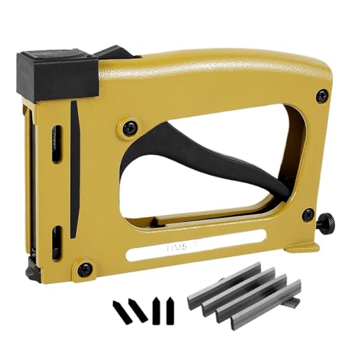 Oil-Free Pneumatic Staple Gun Heavy-Duty Stapler Picture Frame Nail Gun with 1000pcs Nails Manual Tacker Framing Pin Stapler Lightweight Nail Tacker