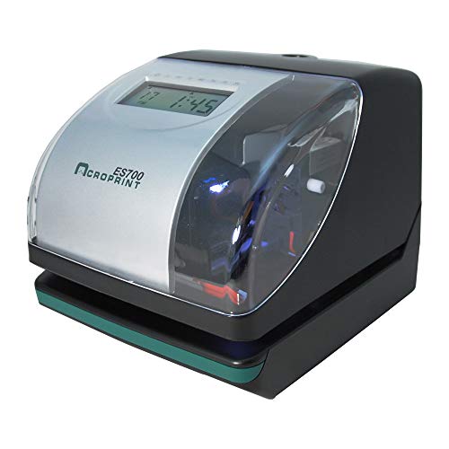Acroprint Electronic Time Clock Machine – Time Stamp Machine for Employees, Ideal for Small Business, Accommodates Right or Left-Hand Time Cards, Selectable Hour Format