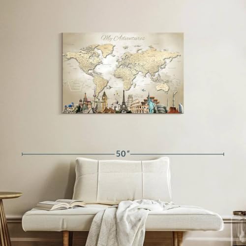Forever Map - My Endless Adventures Push Pin World Map - 36" x 24"