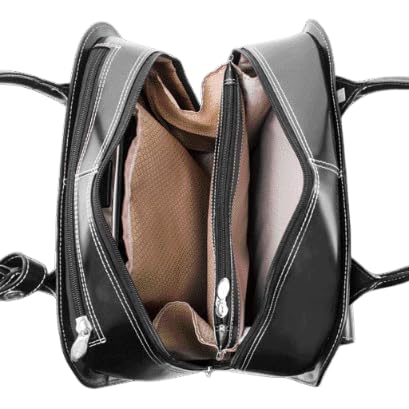 McKlein UPTOWN, Top Grain Cowhide Leather, 15" Leather Vertical Wheeled Ladies' Laptop/Computer & Tablet Business Briefcase Bag/Women's Rolling Overnight Travel Bag, Removable trolley case