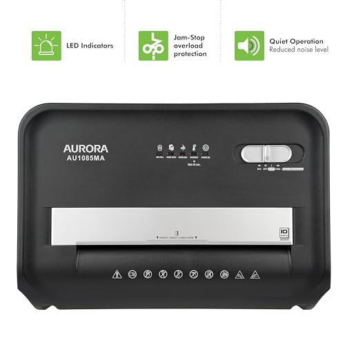 Aurora AU1085MA High-Security 10-Sheet Micro-Cut Paper and Credit Card Shredder with 4-Gallon Pullout Wastebasket/ 20 min Run Time