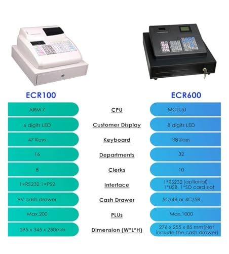 OGMOYT Retail Stores Cash Register, Price Checkout Supermarket Smart Pos Machine for Small Business Ecr600 for Shops Businesses